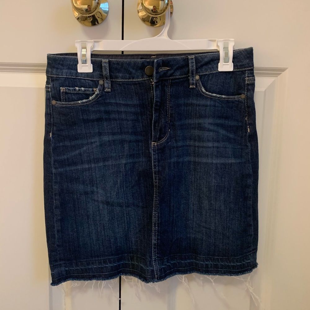 Paige Dark-Wash Elaina Released Hem Denim Skirt
